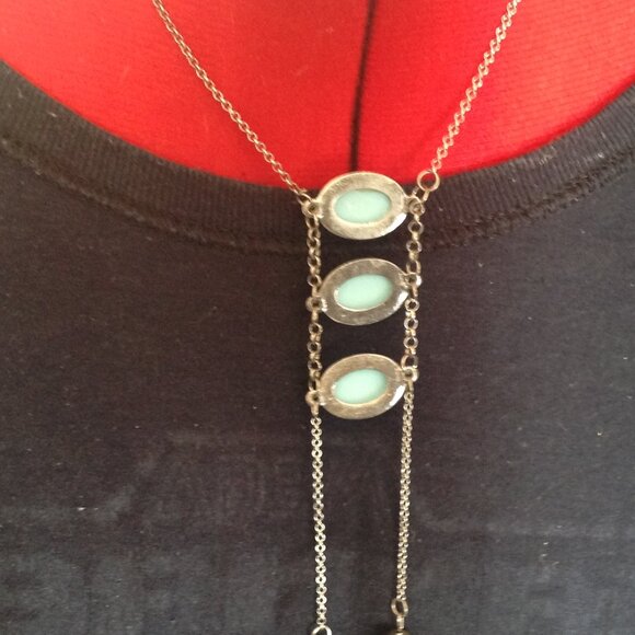 Vintage Faux Turquoise Tassel Pendant/Necklace - Picture 3 of 4